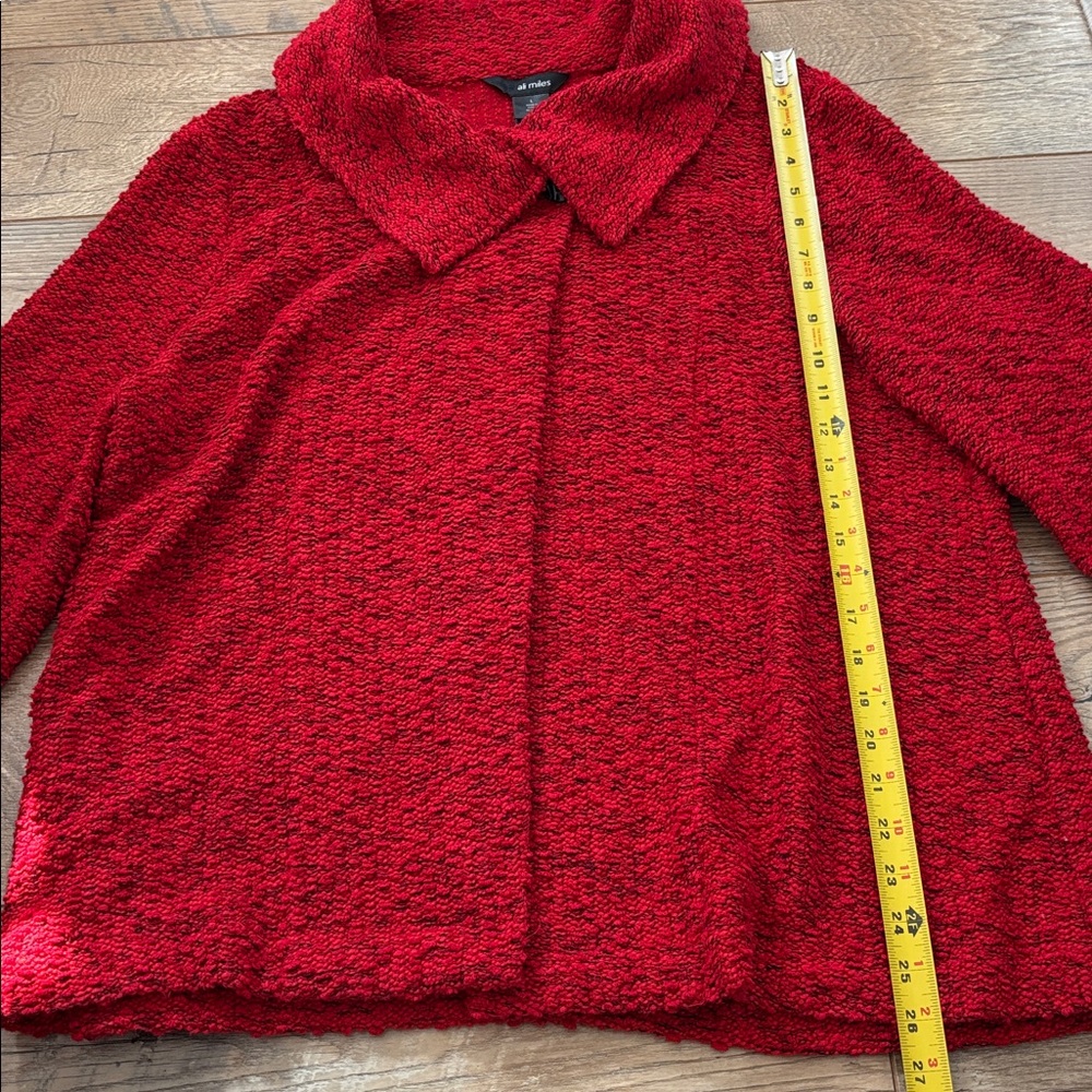 Ali Miles Red with Black Collared One Button Soft Shawl Cardigan Women’s Large - Picture 7 of 9
